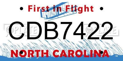 CDB7422 North Carolina License Plate