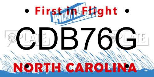 CDB76G North Carolina License Plate