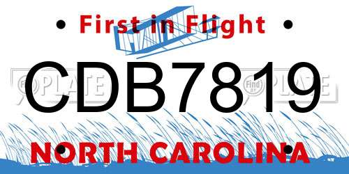 CDB7819 North Carolina License Plate