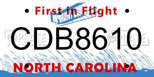 CDB8610 North Carolina License Plate