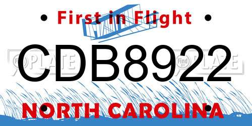 CDB8922 North Carolina License Plate