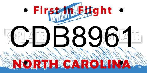 CDB8961 North Carolina License Plate