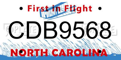 CDB9568 North Carolina License Plate