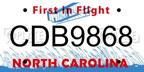 CDB9868 North Carolina License Plate