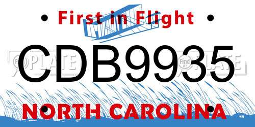 CDB9935 North Carolina License Plate