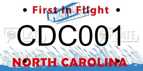 CDC001 North Carolina License Plate
