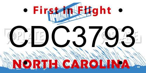 CDC3793 North Carolina License Plate