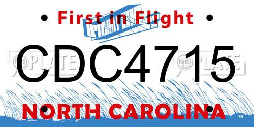 CDC4715 North Carolina License Plate