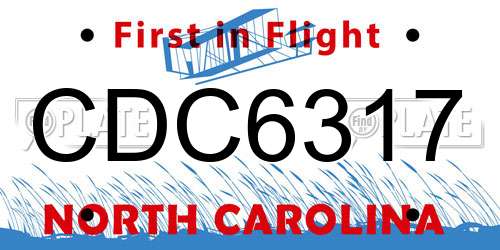 CDC6317 North Carolina License Plate