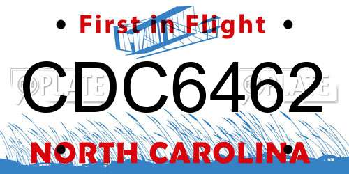 CDC6462 North Carolina License Plate