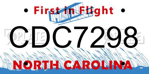 CDC7298 North Carolina License Plate