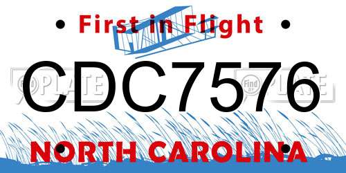 CDC7576 North Carolina License Plate