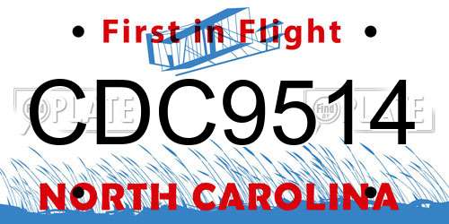 CDC9514 North Carolina License Plate