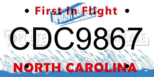 CDC9867 North Carolina License Plate