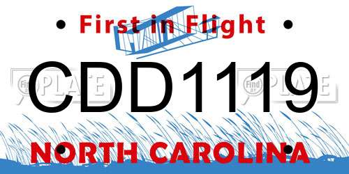 CDD1119 North Carolina License Plate