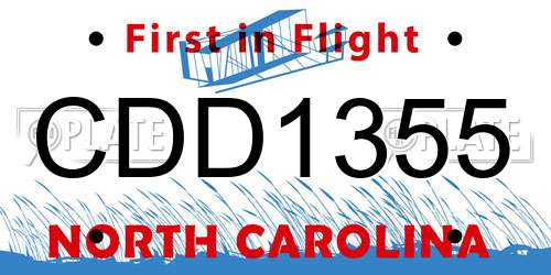 CDD1355 North Carolina License Plate