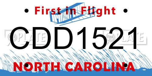 CDD1521 North Carolina License Plate