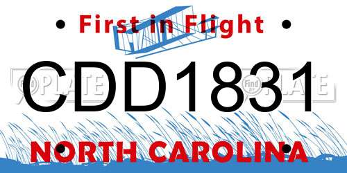 CDD1831 North Carolina License Plate