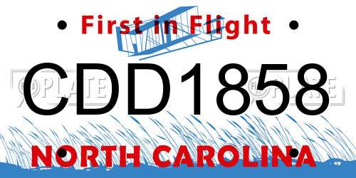 CDD1858 North Carolina License Plate