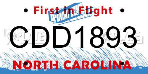 CDD1893 North Carolina License Plate