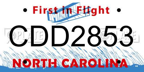 CDD2853 North Carolina License Plate