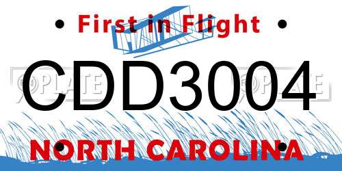CDD3004 North Carolina License Plate