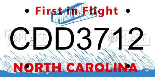 CDD3712 North Carolina License Plate