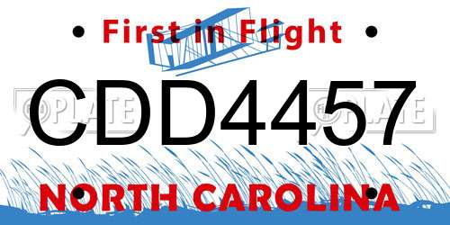 CDD4457 North Carolina License Plate