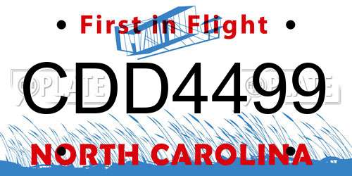 CDD4499 North Carolina License Plate