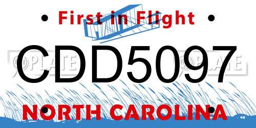 CDD5097 North Carolina License Plate