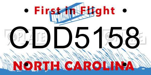 CDD5158 North Carolina License Plate