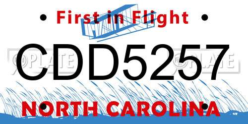 CDD5257 North Carolina License Plate