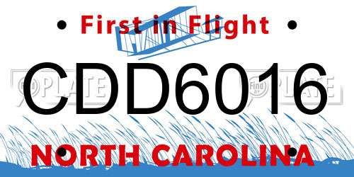 CDD6016 North Carolina License Plate