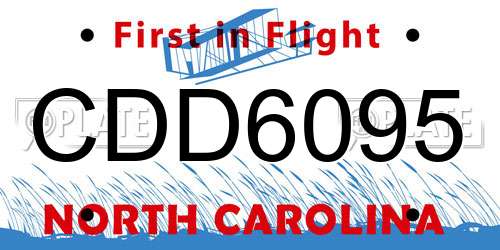 CDD6095 North Carolina License Plate