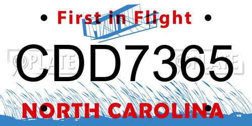 CDD7365 North Carolina License Plate