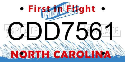 CDD7561 North Carolina License Plate