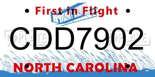 CDD7902 North Carolina License Plate