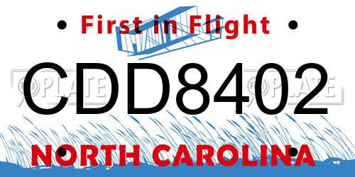 CDD8402 North Carolina License Plate