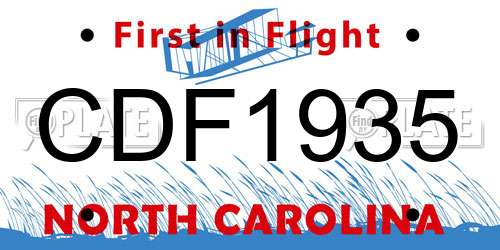 CDF1935 North Carolina License Plate