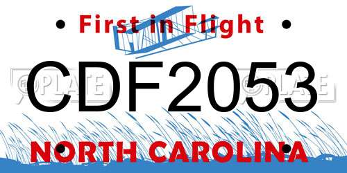 CDF2053 North Carolina License Plate