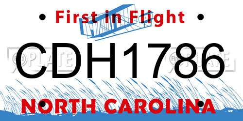 CDH1786 North Carolina License Plate