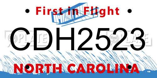CDH2523 North Carolina License Plate