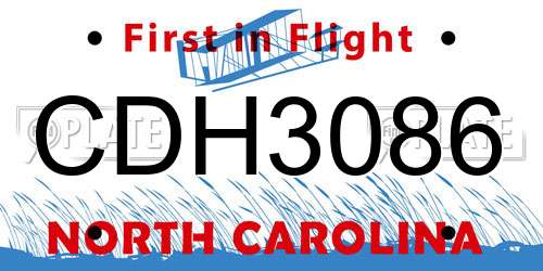 CDH3086 North Carolina License Plate