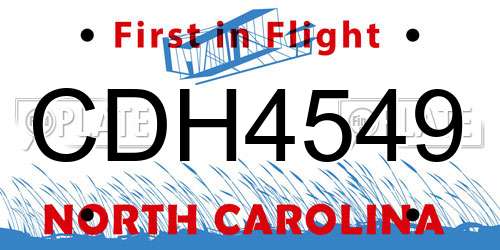 CDH4549 North Carolina License Plate