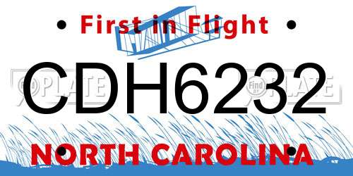 CDH6232 North Carolina License Plate