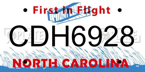 CDH6928 North Carolina License Plate
