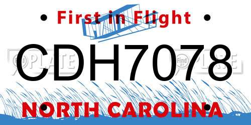 CDH7078 North Carolina License Plate