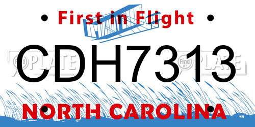 CDH7313 North Carolina License Plate