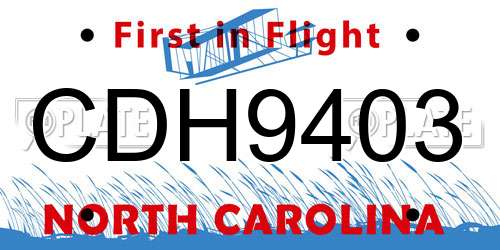 CDH9403 North Carolina License Plate