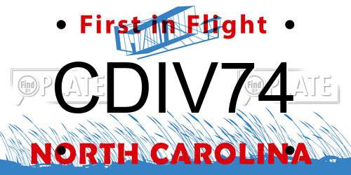CDIV74 North Carolina License Plate